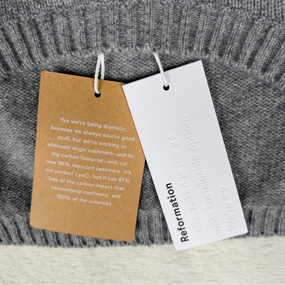 Reformation Maddy Cashmere Cropped Top Sweater Women's Small Husky Gray NWT - Picture 3 of 12